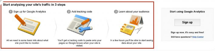 google analytics kayıt ekranı