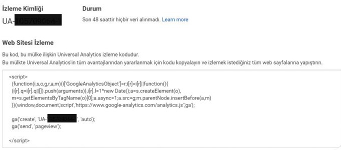 google analytics izleme kodu